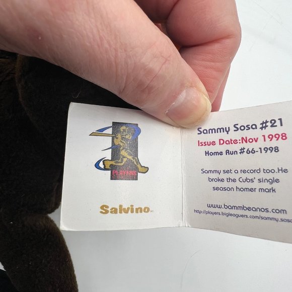 Babe Ruth Bamm Beanos #21 Plush 1998 Bean Bag Baby Bambino Teddy Bear Plush Stuf - Picture 9 of 9